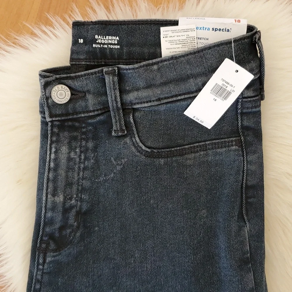 NWT Old Navy girls dark gray ballerina jeggings sz 18